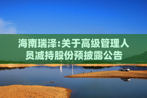 海南瑞泽:关于高级管理人员减持股份预披露公告