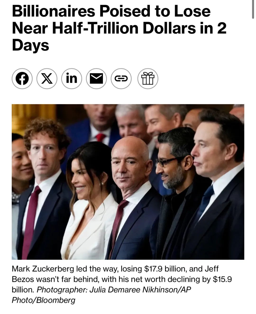 全球最富500人两天损失5360亿美元,马斯克最惨 第1张 全球最富500人两天损失5360亿美元,马斯克最惨 第1张