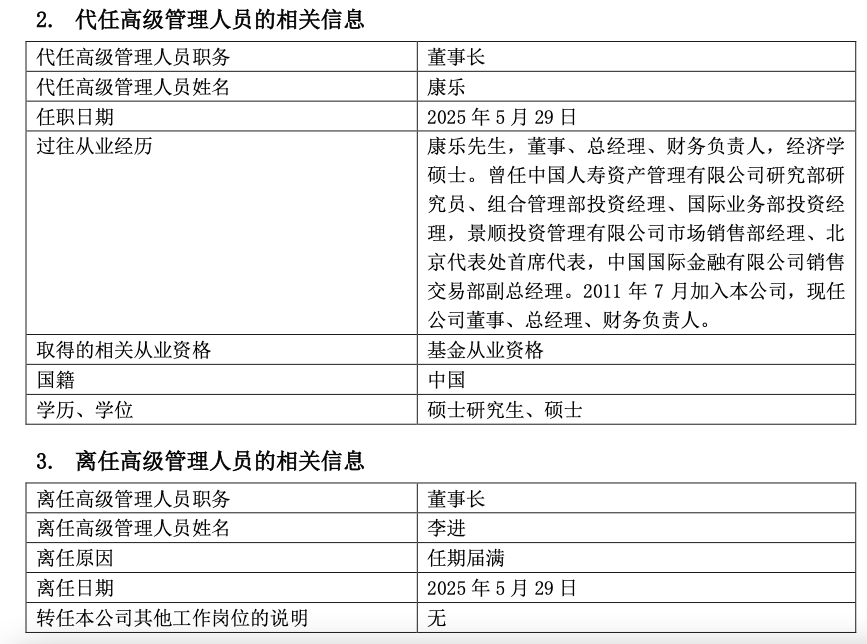 景顺长城基金董事长官宣届满离任,接任者确定 第1张 景顺长城基金董事长官宣届满离任,接任者确定 第1张
