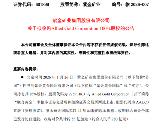 万亿巨头出手！601899，拟280亿元买金矿！  第1张